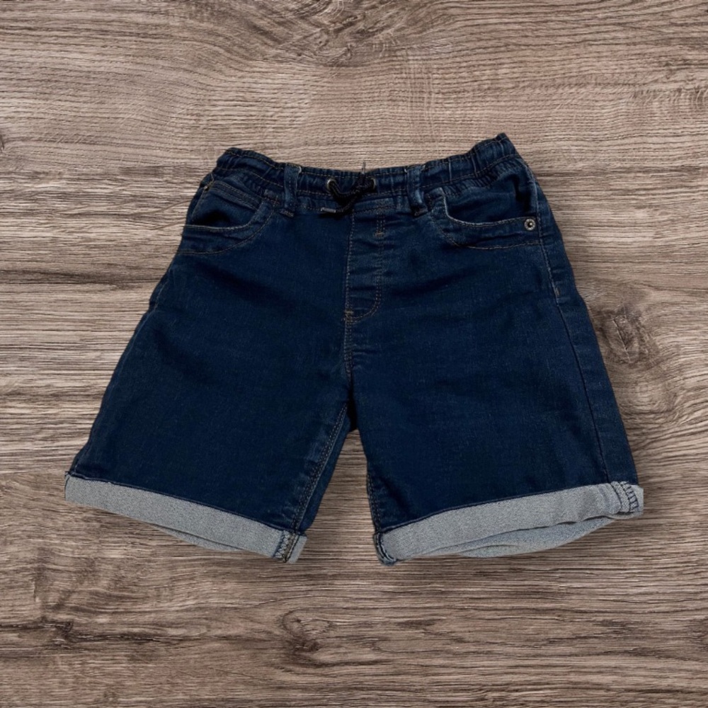 (5) Free Planet Navy blue denim shorts with cuffs and pockets
